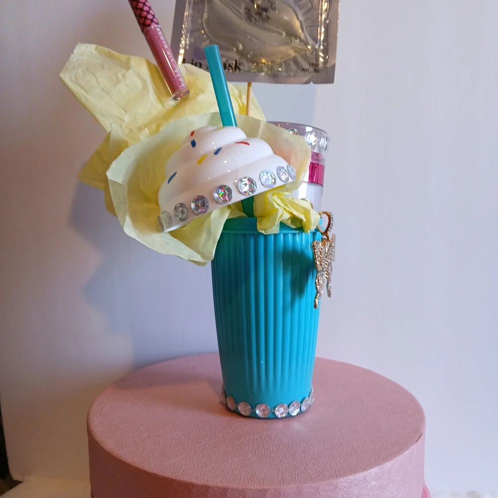 Turquoise Party Cup with Butterfly Charm